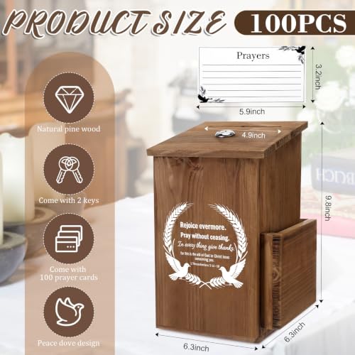 Roowest Prayer Request Box with Cards, Church Offering Box, Walnut Color - color: Walnut Color