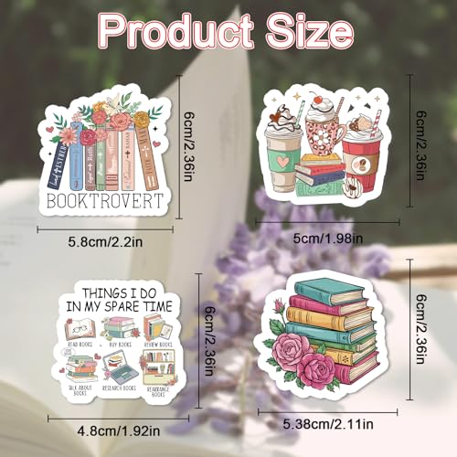 100 Pcs Book Lover Reading Stickers Vintage Bookish Sticker - style: Book Lover
