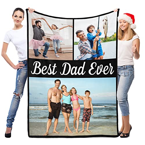inkArts Custom Blanket with Photo, Personalized Blanket, Customized Photo Blankets, Customizable Picture Blankets, Personalized Fathers Day Blanket Gifts for Dad Baby Kid Family - color: 3 Photos