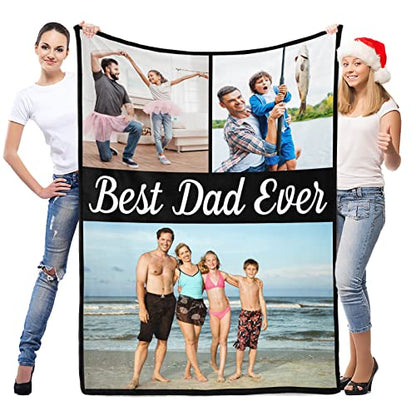 inkArts Custom Blanket with Photo, Personalized Blanket, Customized Photo Blankets, Customizable Picture Blankets, Personalized Fathers Day Blanket Gifts for Dad Baby Kid Family - color: 3 Photos