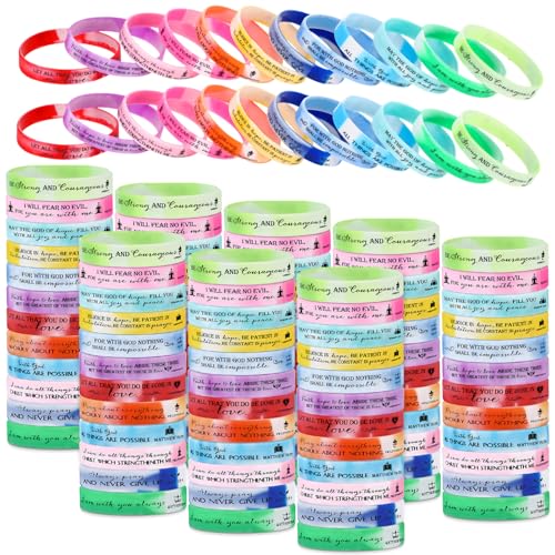 Unittype 240 Pcs Bible Verse Bracelets Bulk Christian Gift, Rainbow Color - color: Rainbow Color