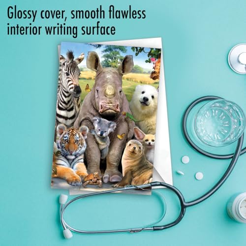 NobleWorks - Funny Get Well Greeting Card - Hilarious Feel Better Notecard with Envelope - Here's Looking At Zoo C6639AGWG-US - style: Here's Looking At Zoo