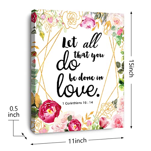 OTINGQD 1 Corinthians 16:14 Let All That You Do Be Done in Love Wall Art,Christian Wall Decor for Women,Religious Scripture Canvas Wall Decor for Church Home Office - color: 1 Corinthians 16:14