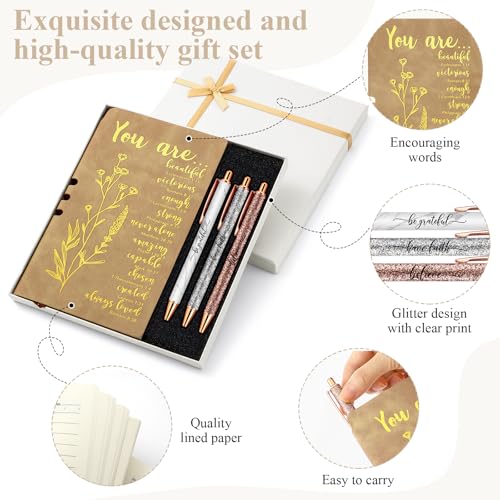 Affrolling 5 Pcs Christian Gifts for Women Church Religious Gifts A6 Bible Leather Notebook Pens with Box Prayer Journal for Men Bible Study Pastor's Wife Godmother Father(Classic Brown) - color: Classic Brown