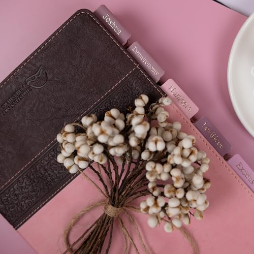 UPAFEXXI-Laminated Bible Tabs for Women,Gold Foil Embossed Lettering - color: Pink and White