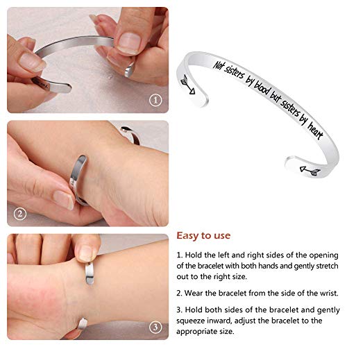 Fesciory Inspirational Bracelets for Women, Stainless Steel Cuff Bangle - color: Silver-35