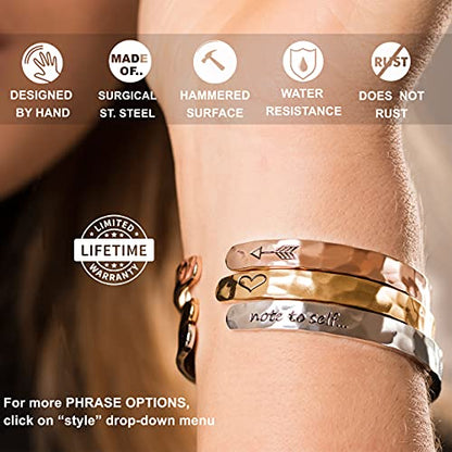 Carviell Bracelets for Women – 100+ Meaningful Engraved Messages – Solid 316L Surgical Stainless Steel Cuff Bracelet – Gift Ready - color: COLLEAGUES Gift - Chance made us colleagues but the... friends.