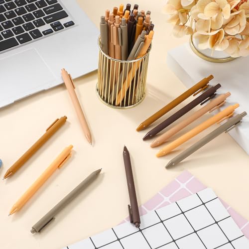 100 Pcs Ballpoint Gel Pens Bulk Retractable, Brown Series - style: Brown Series