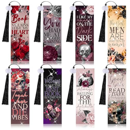 8 Pieces Dark Romance Diamond Art Bookmarks 5d Beaded Bookmark Acrylic Tassel Bookmark for DIY Making Beginners Adults Arts Craft Supplies (Dark Romance) - color: Dark Romance