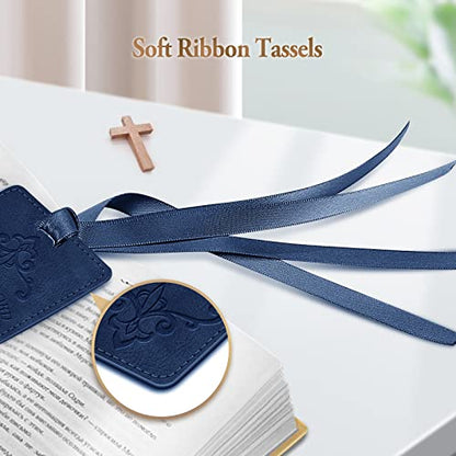 FINPAC Leather Bible Bookmarks, Bible Verse Book Markers - color: Turquoise + Navy