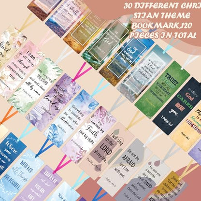 Chinco 120 Pack Christian Bookmarks Bible Verse Bookmarks with Scripture Religious Inspirational Quotes Bible Cards Easter Sunday School Gifts Church Supplies(Mixed Style) - style: Mixed Style