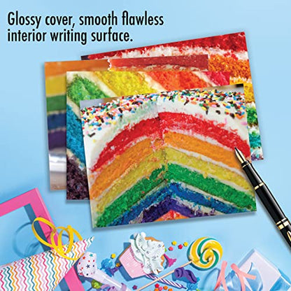 Best Card Co 20 Mini Birthday Assorted Notecards Cakes AM6565BDG-B2x10 - style: Rainbow Cakes