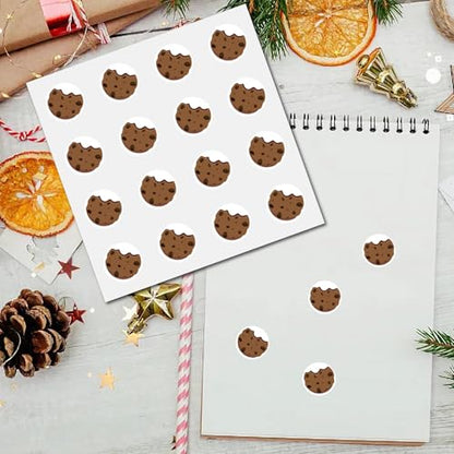 CREATCABIN 128Pcs Cookies Stickers Round Dot Planner Sticker Biscuit Decal Small Cartoon Decal Helmet for Scrapbooking Crafts Water Bottles Teacher Calendar Laptop Diary Luggage Cup 0.98 Inch - style: Cookie 2