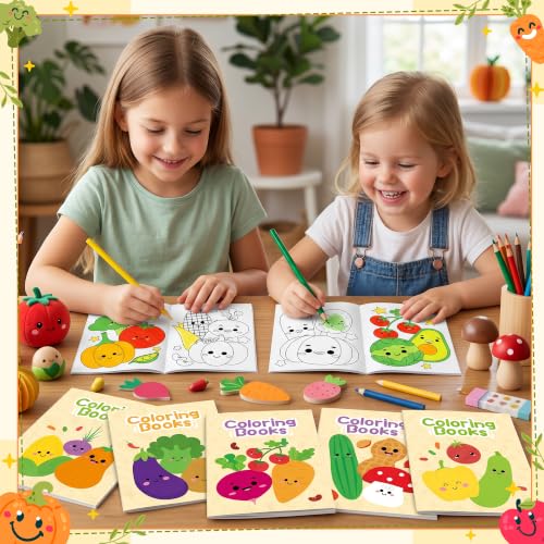 Bulk Vegetable Coloring Books, 24Pcs Mini Drawing Booklet for Kids - style: Vegetable