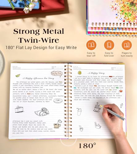 Lined Spiral Notebook Journal for Women, 150 Pages Cute Notebooks 5.75” x 8.38”, A5 Hardcover Spiral Journals with 100 GSM Thick Paper, College Ruled Notebook for Writing Work School, Autumn Tree - color: Autumn Tree
