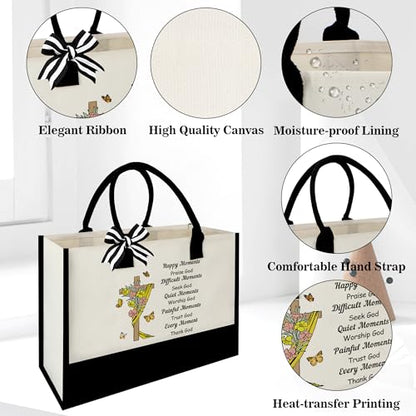 Christian Gifts for Women Faith - Inspirational Religious Gifts for Women Christians Christmas Birthday Valentines Easter Gift for Christians Friend Mom Sister Canvas Tote Bag Utility Beach Bags