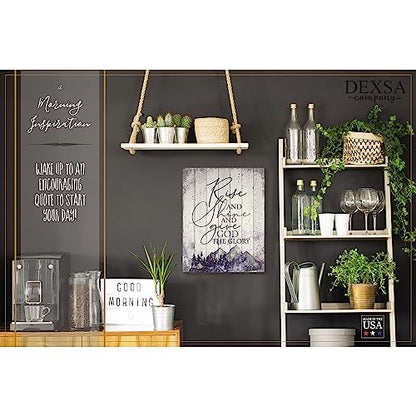 Dexsa Wood Plaque Inspiring Quote 11.75 in x 15 in - Classy Frame Wall Hanging Decoration | Rise and shine and give God the glory | Christian Family Religious Home Decor Saying | Made in the USA