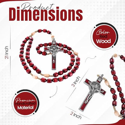 SANCTUM VERITAS Catholic Rosary Necklace | Large Italian Prayer Beads Gift - style: Deep Red