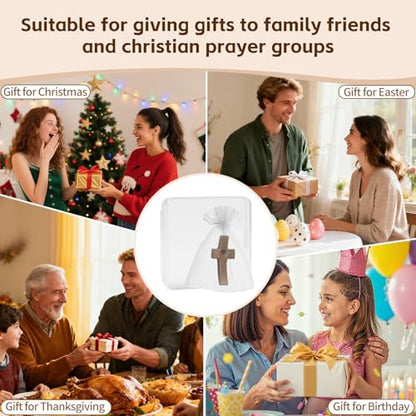 Wooden Cross Fidget for People with Anxiety Relief 20 Pcs Handheld Small Pocket Cross Prayers Encouragement Christian Religious Gift for Adults/Teens/Elderly on Christmas/Easter,etc - color: Walnut U 20pcs