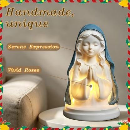 Birthday Gifts for Mom,5" Blessed Mother Mary Praying Lamp - color: Pray