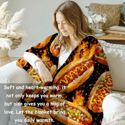 Hot Dog Blanket Gifts for Women Kids - color: Hot Dog, size: 60"x80"