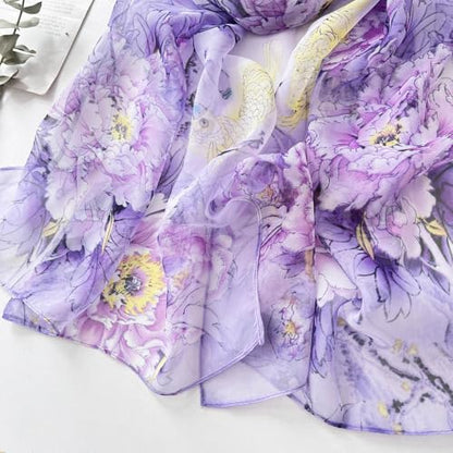 Pokeedioty Scarfs for Women Lightweight Fashion Scarves Elegant Floral Pattern Sheer Scarfs Sunscreen Shawls Wraps - color: P 0138