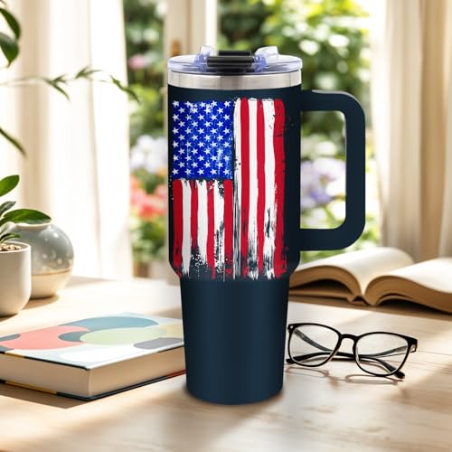 DUUV American USA Flag Tumbler 40oz, Insulated Blue 4th of July Cup Gifts - color: Truth Flag