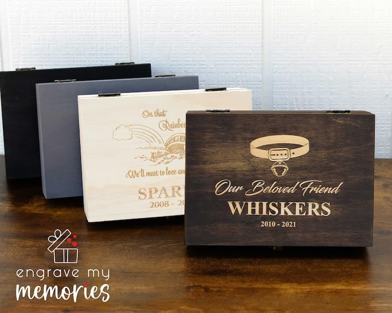 Personalized Pet Memorial Keepsake Box, Engraved Urn for Dogs & Cats - style: 5. Pet Memorial