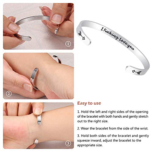 Fesciory Inspirational Bracelets for Women, Stainless Steel Cuff Bangle - color: Silver-27