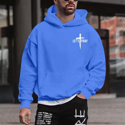 Christian Hoodies for Men Jesus Cross Casual Tops - color: Blue, size: Medium