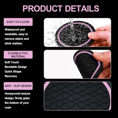 4PCS Car Cup Holder Coasters - 2.75 Inch Non-Slip Insert Water Bottle Holder Pads, Dustproof Automotive Interior Accessories Mat, Universal for Vehicles, Trucks, RVs (Pink Colour) - color: Pink Colour