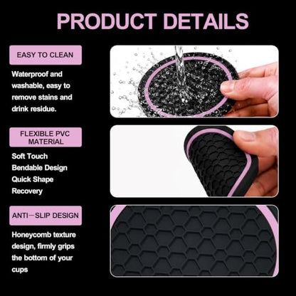 4PCS Car Cup Holder Coasters - 2.75 Inch Non-Slip Insert Water Bottle Holder Pads, Dustproof Automotive Interior Accessories Mat, Universal for Vehicles, Trucks, RVs (Pink Colour) - color: Pink Colour