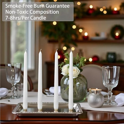 36 Pack White Taper Candles丨Taper Candles 10 Inch Dripless丨Unscented & Smokeless Candlesticks Bulk丨7-8 Hours Long Burning Tall Candles丨Ideal for Christmas Weddings Parties Dinner - color: White, size: 36 Pack Taper Candle