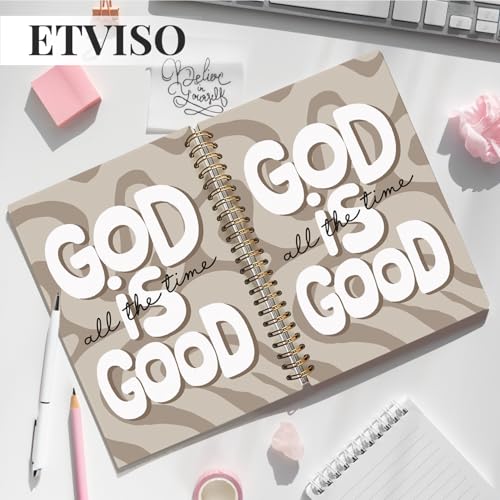 ETVISO Beige Wavy Bible Journal Notebook for Women, Inspirational Christian Gifts for Women, Prayer Bible Supplies Journal, Church Notes Notebook, Cute Preppy Hardcover Spiral Notebooks 5.5x8.3 - color: 04-Bible(Beige Wavy)