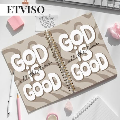 ETVISO Beige Wavy Bible Journal Notebook for Women, Inspirational Christian Gifts for Women, Prayer Bible Supplies Journal, Church Notes Notebook, Cute Preppy Hardcover Spiral Notebooks 5.5x8.3 - color: 04-Bible(Beige Wavy)