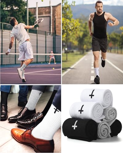 Shihanee 6 Pairs Cross Socks for Men Women - color: Black, White, Light Gray
