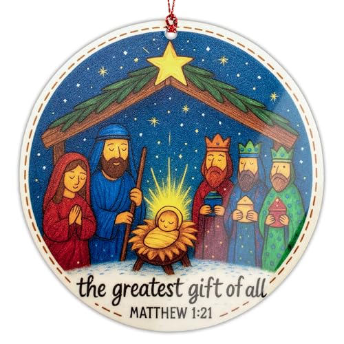 Christmas Ornaments - Nativity Christmas Ornaments - Regilious Christian Gifts for Women | Men - Christian Christmas Ornaments - Easter Decor - Christmas Decor Xmas Tree Decoration - color: Nativity5