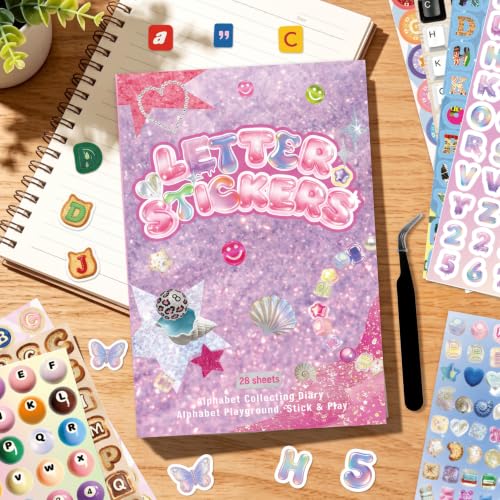 Magazine Letter Sticker Book,1960+ Alphabet Stickers for Scrapbooking - color: Sequined Letters