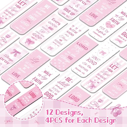 Haooryx Bible Verse Magnetic Bookmarks Motivational Book Page Markers - style: Pink Bow