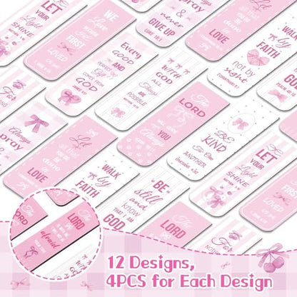 Haooryx Bible Verse Magnetic Bookmarks Motivational Book Page Markers - style: Pink Bow