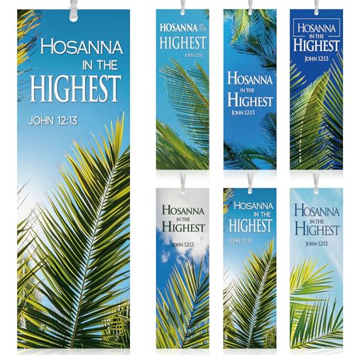 Dispowreath 60 Pcs Hosanna Palm Leaf Bookmarks Lent Easter John 12: 13 Bookmarks Palm Sunday Religious Christian Exchange Gifts for Men Women Church Prizes Party - style: Palm Leaf Cross