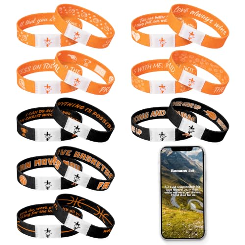 EYxsaxenk Colorful Religious Scripture Daily Bible Verse NFC Bracelets Set - color: Basketball