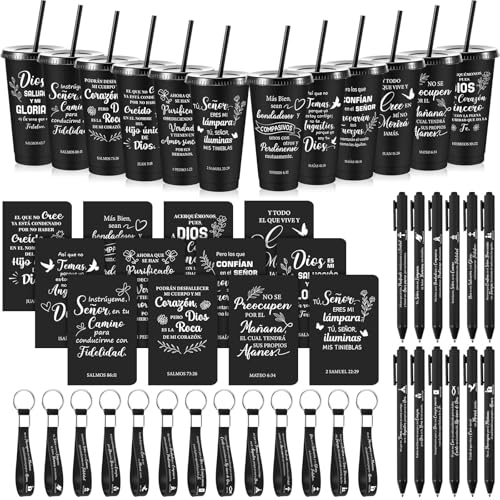 Hollowfly 12 Set/48 Pcs Spanish Christian Gifts for Women, Black - color: Black