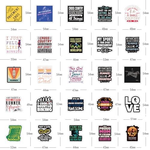 126Pcs Cross Country Stickers Pack, Aesthetic Vinyl Waterproof Sticker Decals for Water Bottle,Laptop,Phone,Skateboard,Scrapbooking,Bumper Decor for Fans for Party Supply Decor…