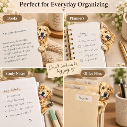 Golden Retriever Gifts for Women - Golden Retriever Magnetic Bookmarks 8PCS, Cute Dog Page Markers with Peek Design, Gifts for Dog Lovers Women, Book Accessories for Readers & Planners - style: Golden Retriever Gifts for Women