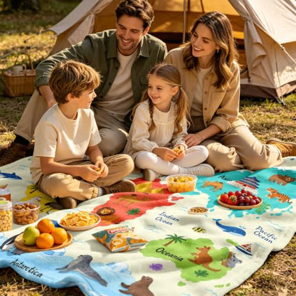Mosslink World Map Blanket 40"x50", Boys Girls Animal Educational Throw - color: Yellow-world Map