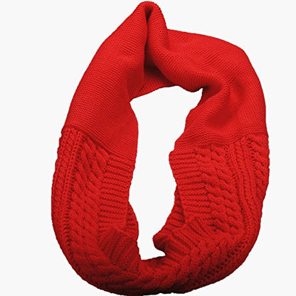 NEOSAN Womens Thick Ribbed Knit Winter Infinity Circle Loop Scarf - color: Crochet Red