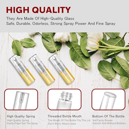 Mini Spray Bottle 2ml, Refillable Glass Spray Bottle, Glass Bottle Atomizer, Perfume Mouthwash Atomizer for Cleaning Refillable Container for Travel, Essential Oils, Perfume 60 Pcs, 2ml - size: 60PCS,2ML