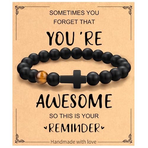 Christian Grandparents-Day Gifts for Men, Religious Cross Bracelet for Him - style: You are awesome.