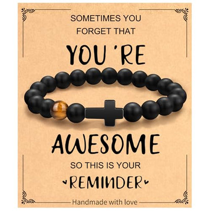 Christian Grandparents-Day Gifts for Men, Religious Cross Bracelet for Him - style: You are awesome.
